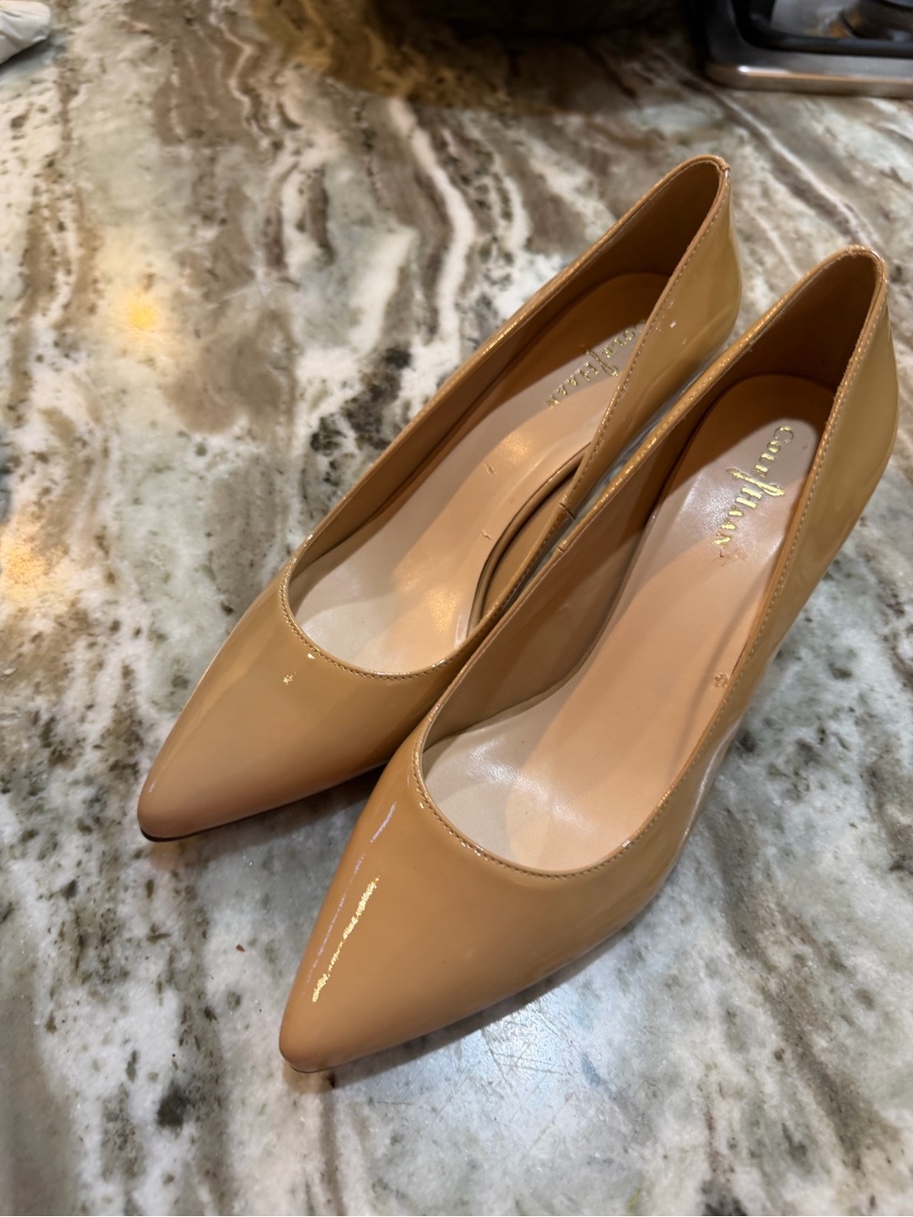 Cole Haan Nude Patent Leather Pointed Toe Pumps - Picture 2 of 4